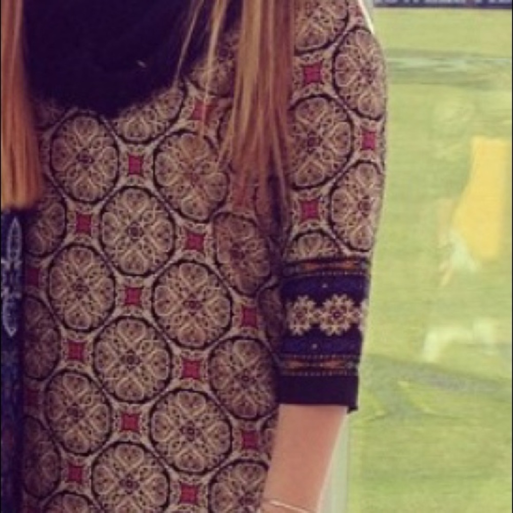 Pink Owl patterned 3/4 sleeve dress
